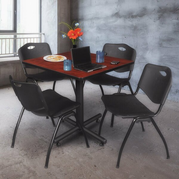 Kobe Square Tables > Breakroom Tables > Kobe Square Table & Chair Sets, 42 W, 42 L, 29 H, Cherry TKB4242CH47BK